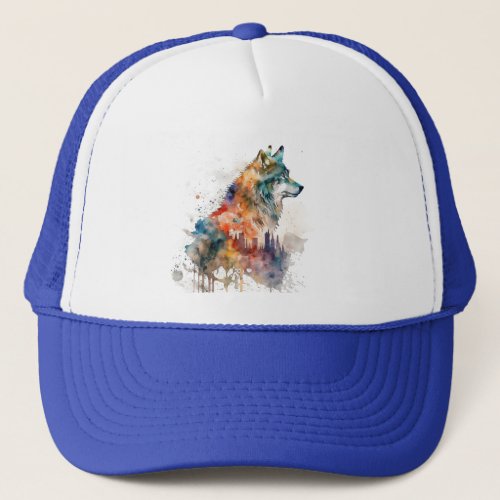 Wolf Graphic Art Animal Wolves Fan Art Trucker Hat