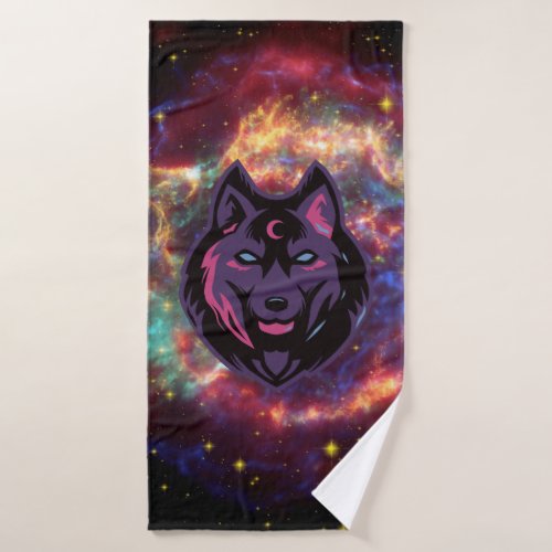 Wolf Graphic Illustration Cosmic Background Bath Towel Set