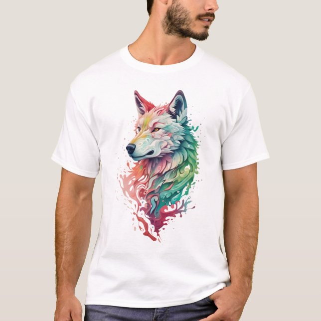 Wolf Graphic Streetwear Tee Bold & Colorful (Front)