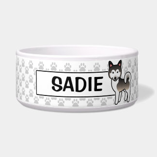Wolf Gray Alaskan Malamute Dog Illustration Bowl