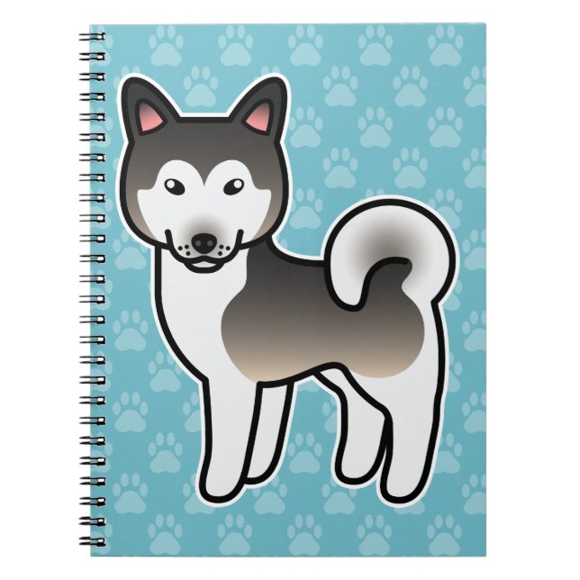 Wolf Gray Alaskan Malamute Dog Illustration Notebook (Front)