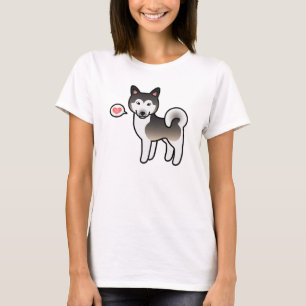 Wolf Gray Alaskan Malamute Dog Love Illustration T-Shirt