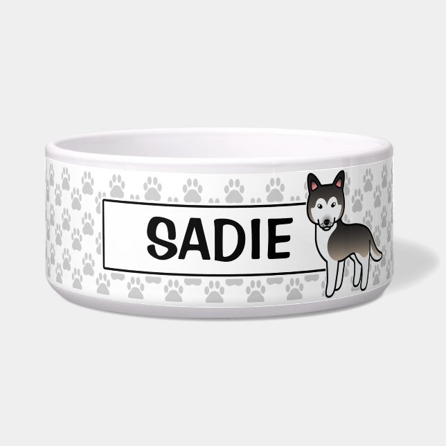 Wolf Grey Cartoon Siberian Husky Bowl (Front)