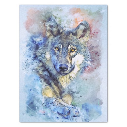Wolf Grey Hunter Watercolor Tissue Paper