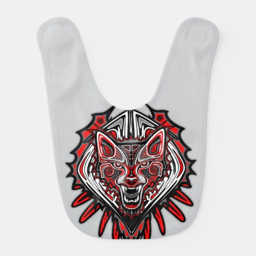Wolf Haida Tribal Totem Design Baby Bib