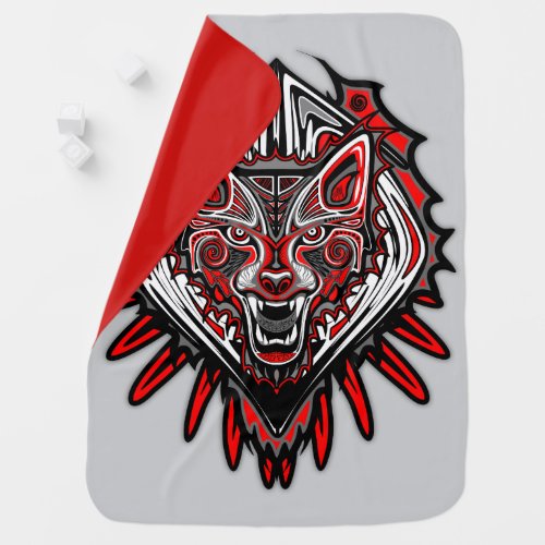 Wolf Haida Tribal Totem Design Baby Blanket