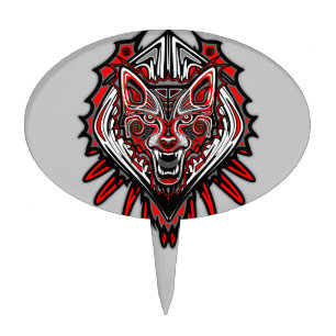 Wolf Haida Tribal Totem Design Cake Topper