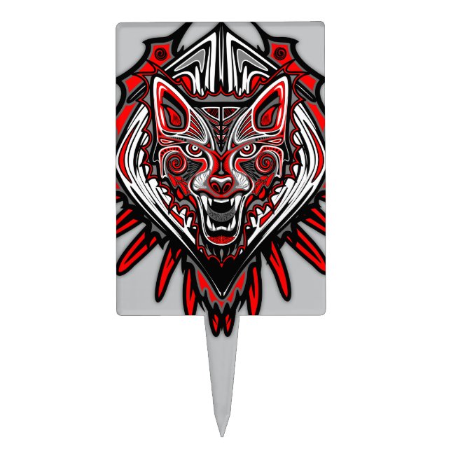Wolf Haida Tribal Totem Design Cake Topper (Front)