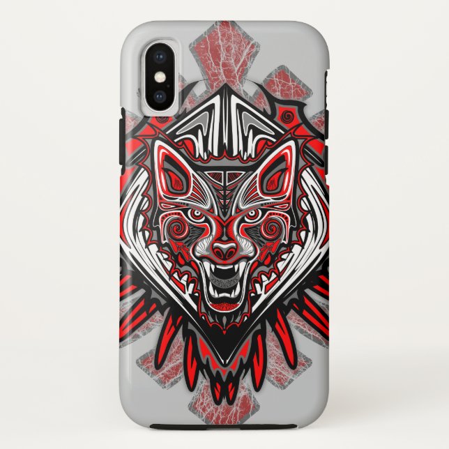 Wolf Haida Tribal Totem Design Case-Mate iPhone Case (Back)