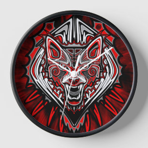 Wolf Haida Tribal Totem Design Clock