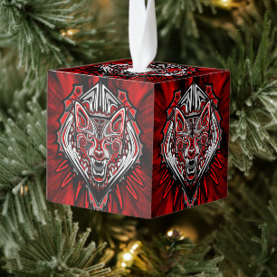 Wolf Haida Tribal Totem Design Cube Ornament