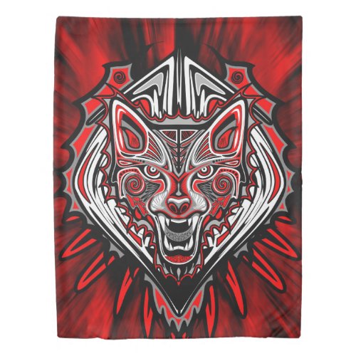 Wolf Haida Tribal Totem Design Duvet Cover