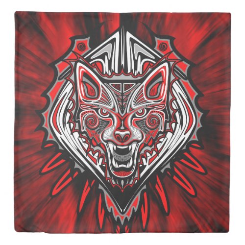 Wolf Haida Tribal Totem Design Duvet Cover