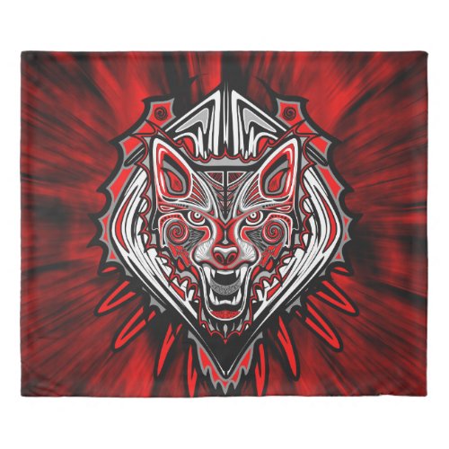 Wolf Haida Tribal Totem Design Duvet Cover