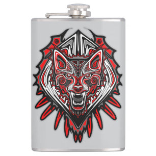 Wolf Haida Tribal Totem Design Flask