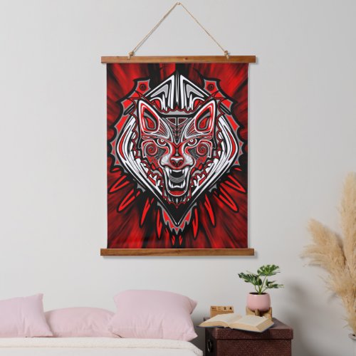 Wolf Haida Tribal Totem Design Hanging Tapestry