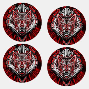 Wolf Haida Tribal Totem Design Kids' Labels