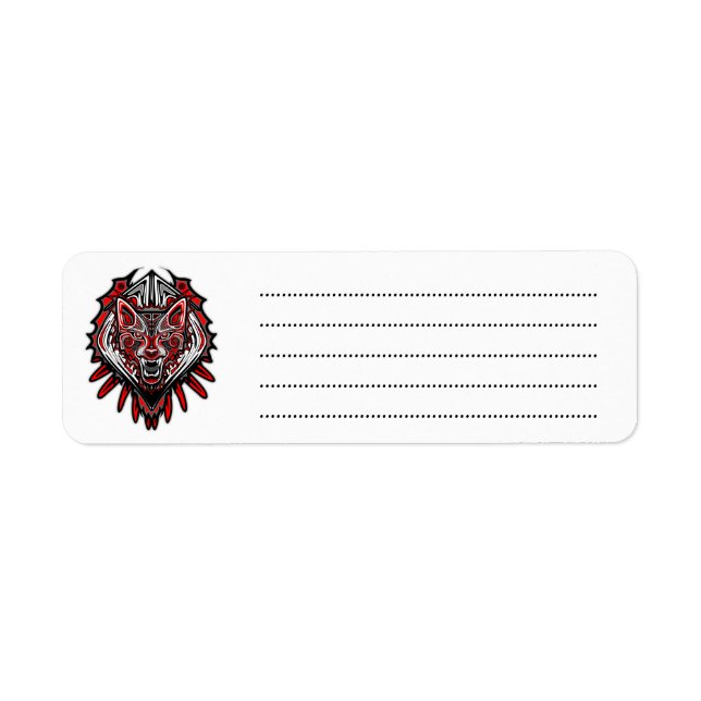 Wolf Haida Tribal Totem Design Label (Front)