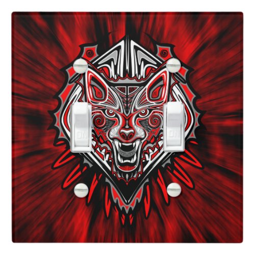 Wolf Haida Tribal Totem Design Light Switch Cover