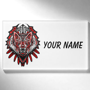 Wolf Haida Tribal Totem Design Name Tag