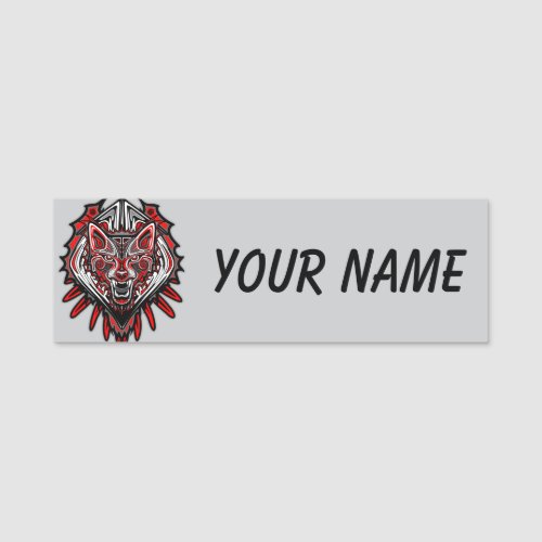 Wolf Haida Tribal Totem Design Name Tag