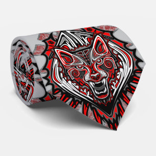Wolf Haida Tribal Totem Design Neck Tie