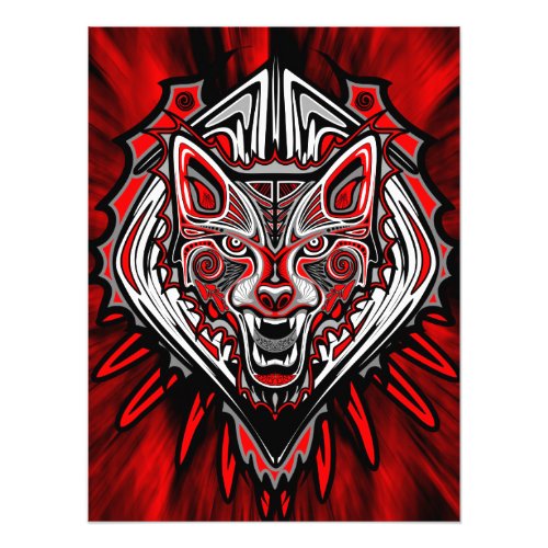 Wolf Haida Tribal Totem Design Photo Print