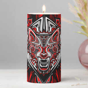 Wolf Haida Tribal Totem Design Pillar Candle