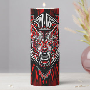 Wolf Haida Tribal Totem Design Pillar Candle