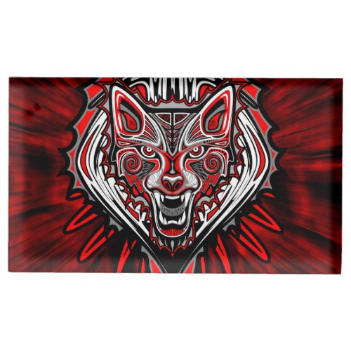 Wolf Haida Tribal Totem Design Place Card Holder