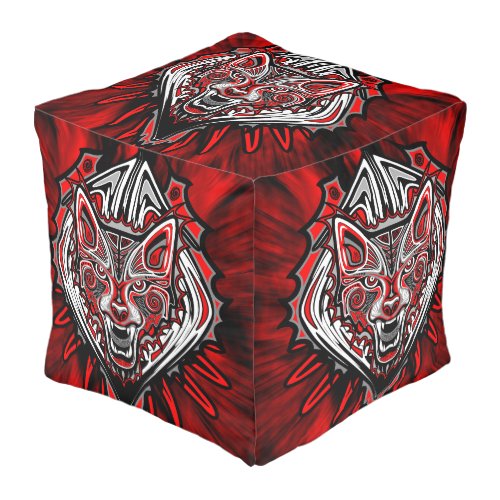 Wolf Haida Tribal Totem Design Pouf