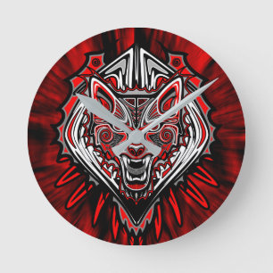 Wolf Haida Tribal Totem Design Round Clock