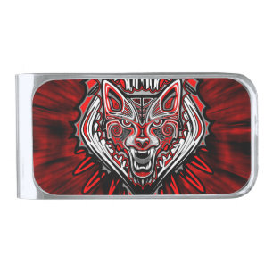 Wolf Haida Tribal Totem Design Silver Finish Money Clip