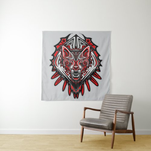 Wolf Haida Tribal Totem Design Tapestry