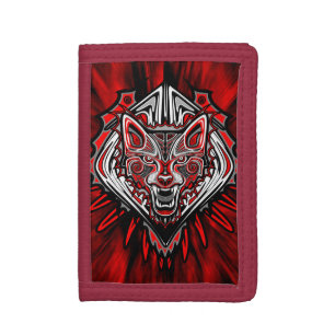 Wolf Haida Tribal Totem Design Tri-fold Wallet