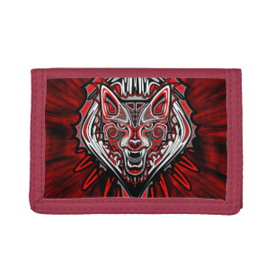 Wolf Haida Tribal Totem Design Tri-fold Wallet