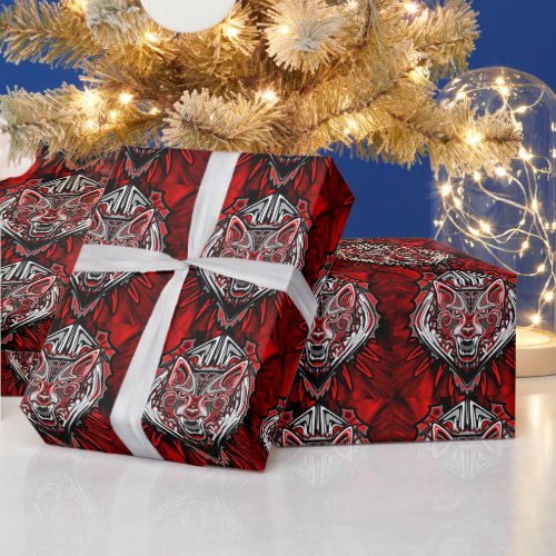 Wolf Haida Tribal Totem Design Wrapping Paper
