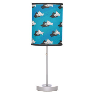 Wolf Hand Puppet On Blue Table Lamp