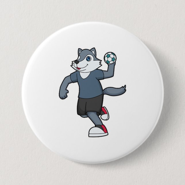 Wolf Handball player Handball Button (Front)