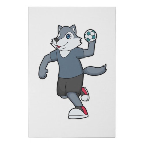 Wolf Handball player Handball Faux Canvas Print