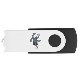 Wolf Handball player Handball Flash Drive