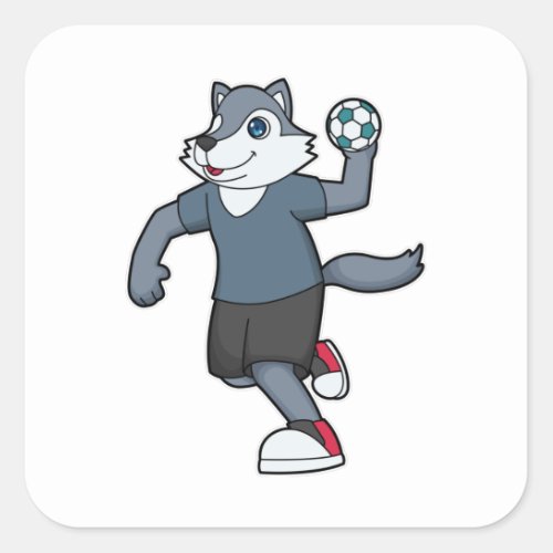 Wolf Handball player Handball Square Sticker