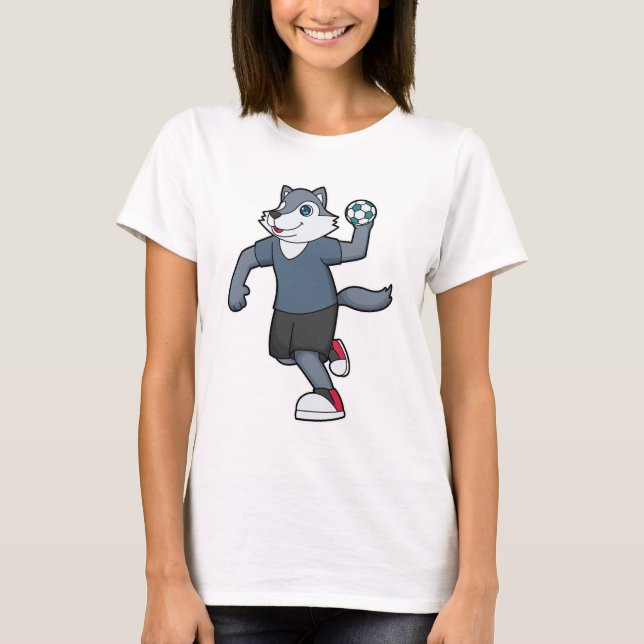 Wolf Handball player Handball T-Shirt (Front)