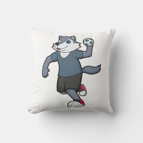 Wolf Handball player Handball Throw Pillow