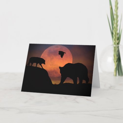 wolf Hawk and Bear Blank Southwestern Note Card