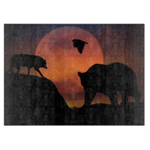 Wolf Hawk and Bear Cutting Board