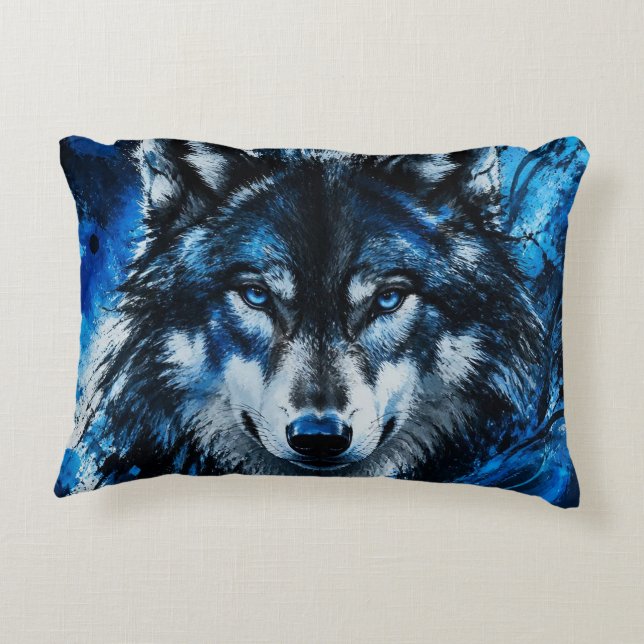 Wolf head accent pillow (Back)