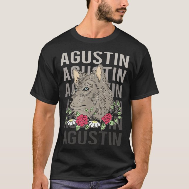 Wolf Head - Agustin Name T-Shirt (Front)