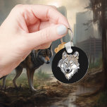 Wolf Head Art Keychain<br><div class="desc">This design was created through digital art. It may be personalized by clicking the customize button and changing the color, adding a name, initials or your favorite words. Contact me at colorflowcreations@gmail.com if you with to have this design on another product. Purchase my original abstract acrylic painting for sale at...</div>