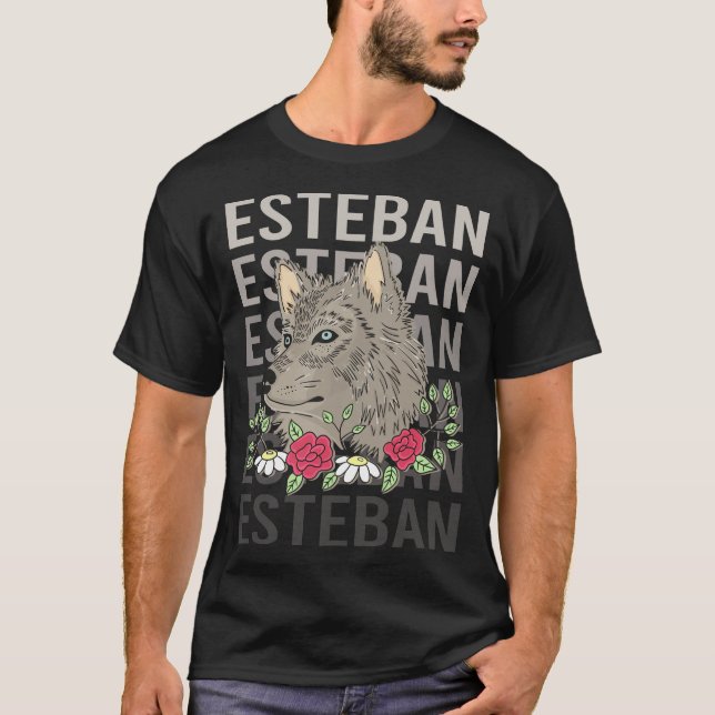 Wolf Head - Esteban Name T-Shirt (Front)